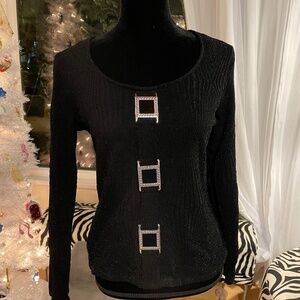 Frank Lyman Design Black Top with Silver Accents